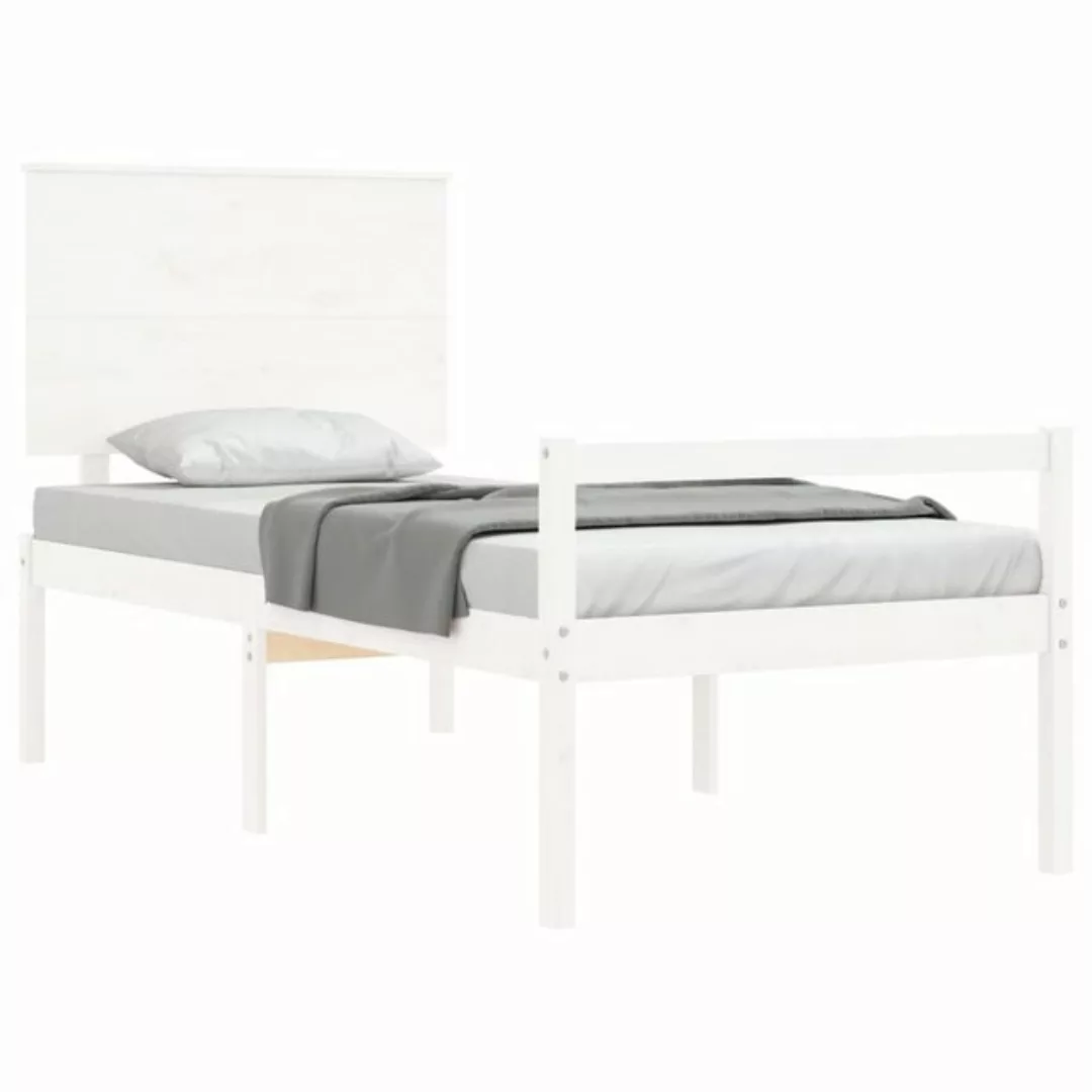 vidaXL Bett Seniorenbett mit Kopfteil Weiß Massivholz günstig online kaufen