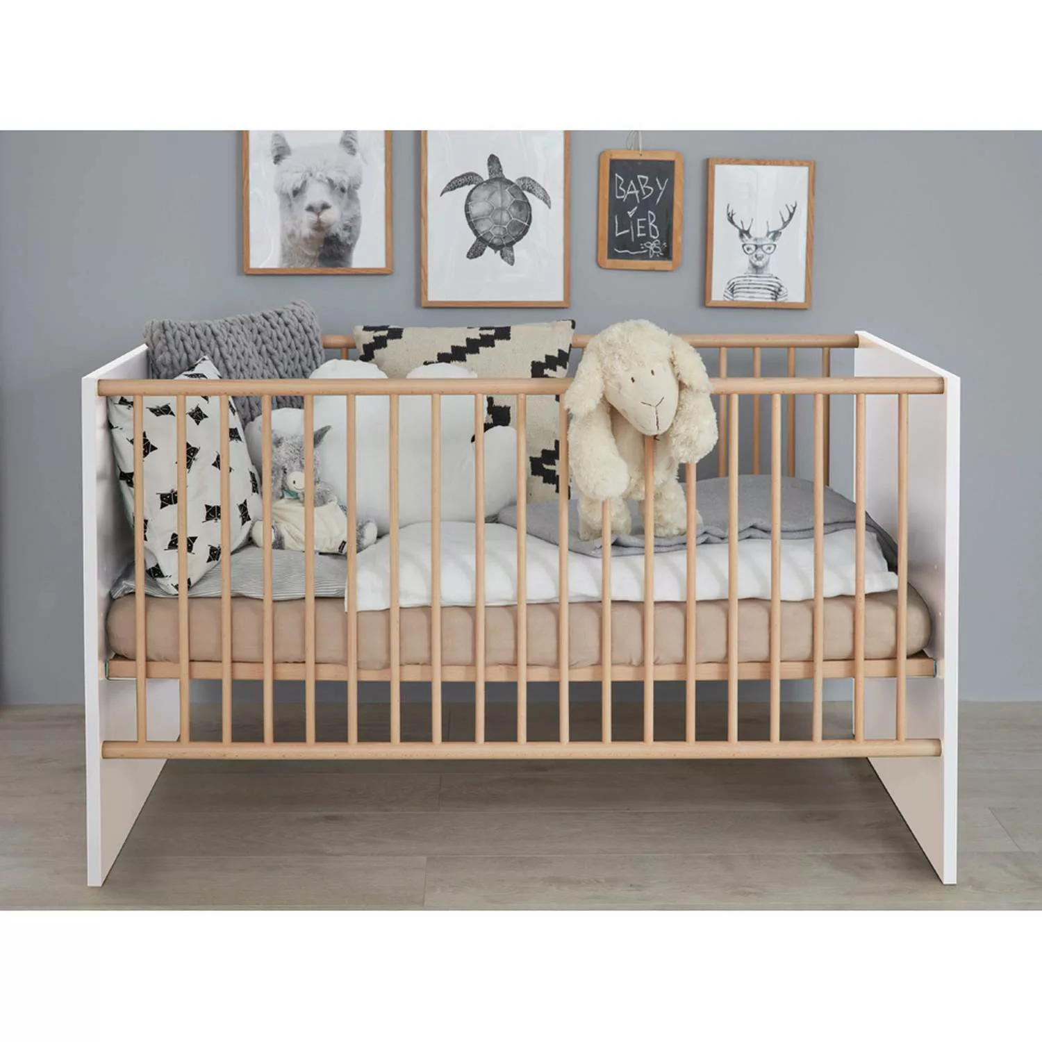 Babybett mit 3 Schlupfsprossen MANISA-19 in Weiß, B/H/T: ca. 144/83/78 cm günstig online kaufen