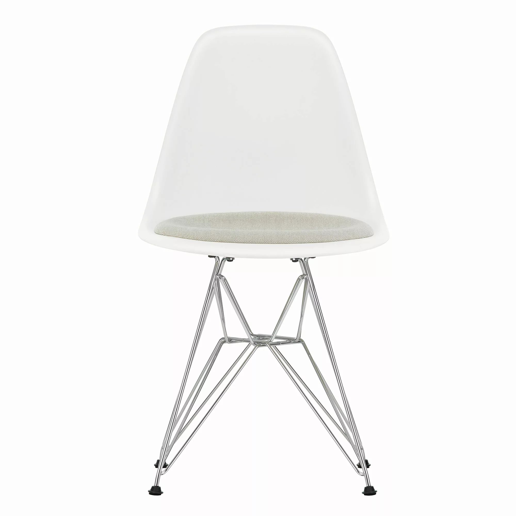 Vitra - Eames Plastic Side Chair DSR gepolstert verchromt - weiß/Hopsak 79 günstig online kaufen