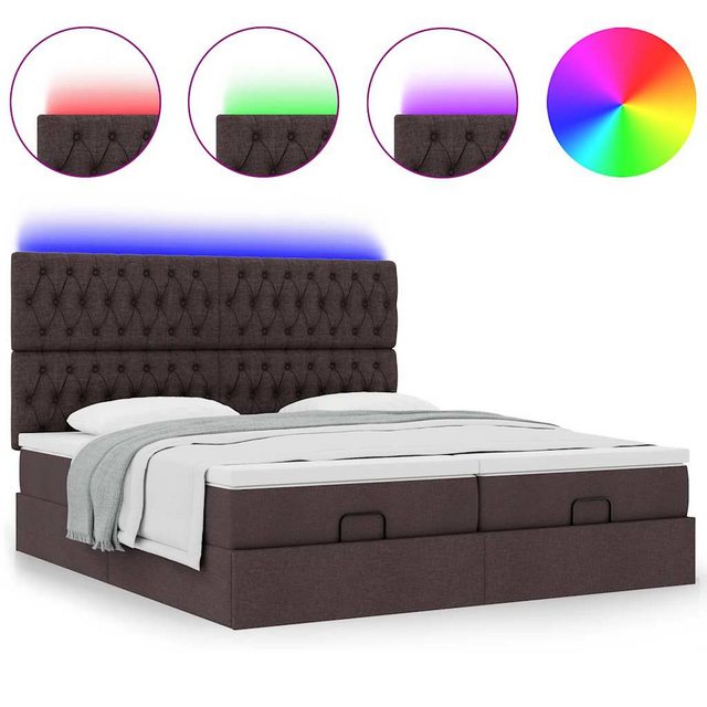 vidaXL Bett Ottoman-Bett mit Matratzen & LEDs Dunkelbraun 180x200 cm Stoff günstig online kaufen