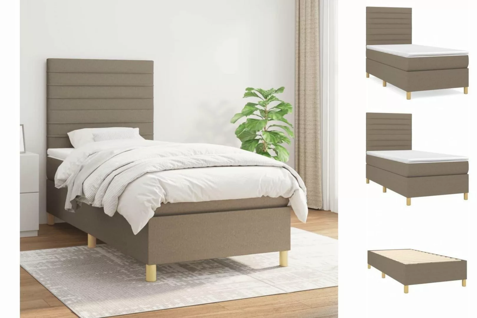 vidaXL Boxspringbett Boxspringbett mit Matratze Taupe 90x200 cm Stoff Bett günstig online kaufen