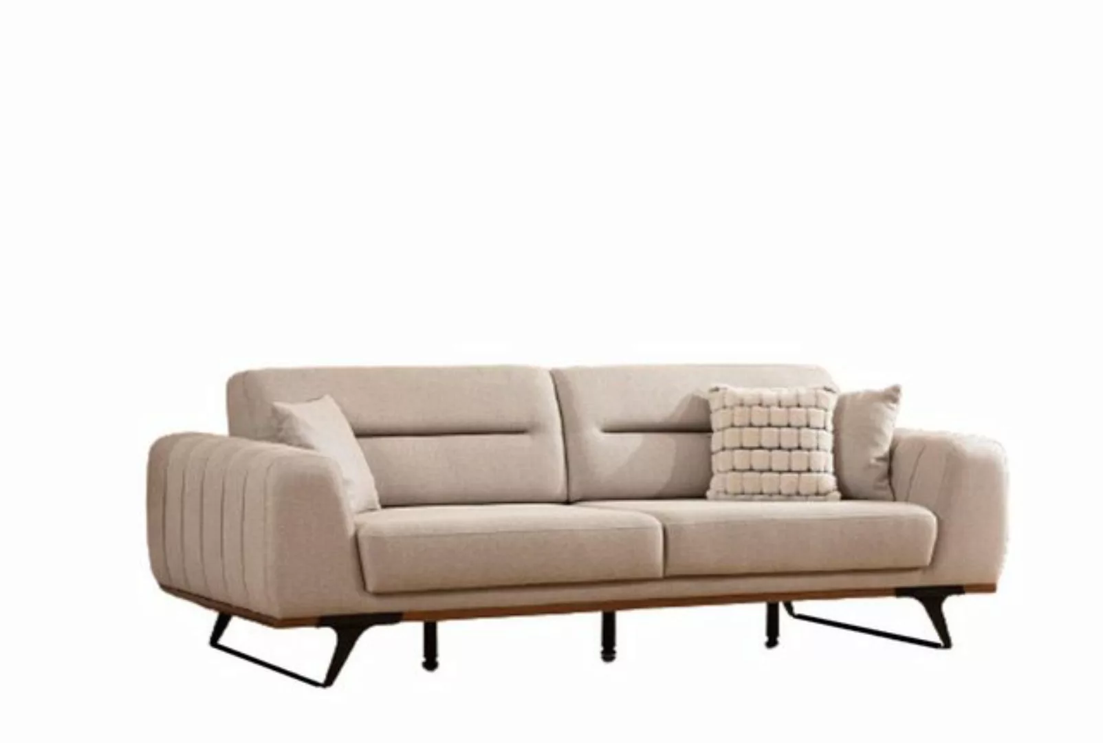 JVmoebel Sofa Stoffsofa Dreisitzer Beige Sofa 3 Sitzer Polstersofa Couch De günstig online kaufen