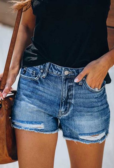 SEGUEN Jeansshorts Ripped Raw Edge Vibrant Jeans (Denim Shorts Freizeithose günstig online kaufen