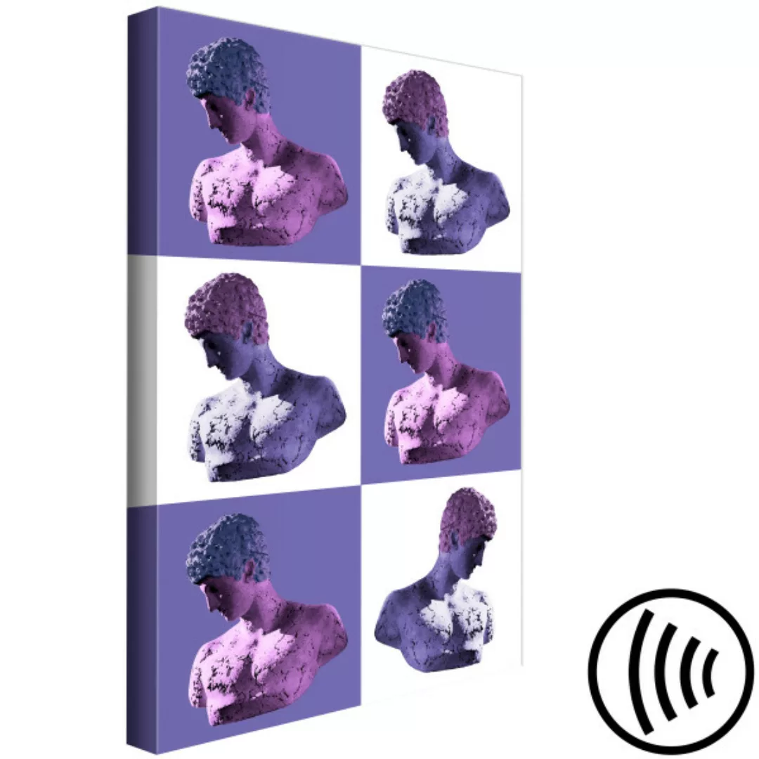 Leinwandbild Griechische Büste - weiß-violette Vintage-Komposition XXL günstig online kaufen