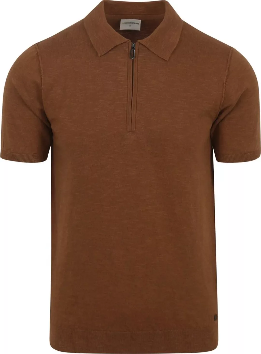 No Excess Knitted Poloshirt Braun - Größe 3XL günstig online kaufen