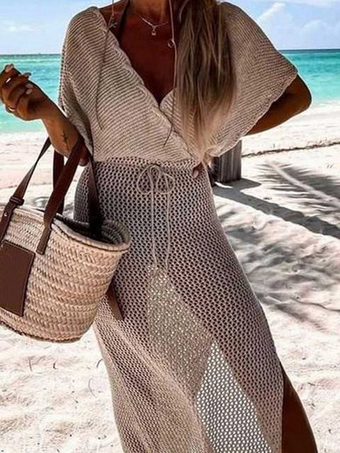 KIKI Strandkleid Strand-Sonnenschutz, einfarbig, sexy, hohles Kleid günstig online kaufen
