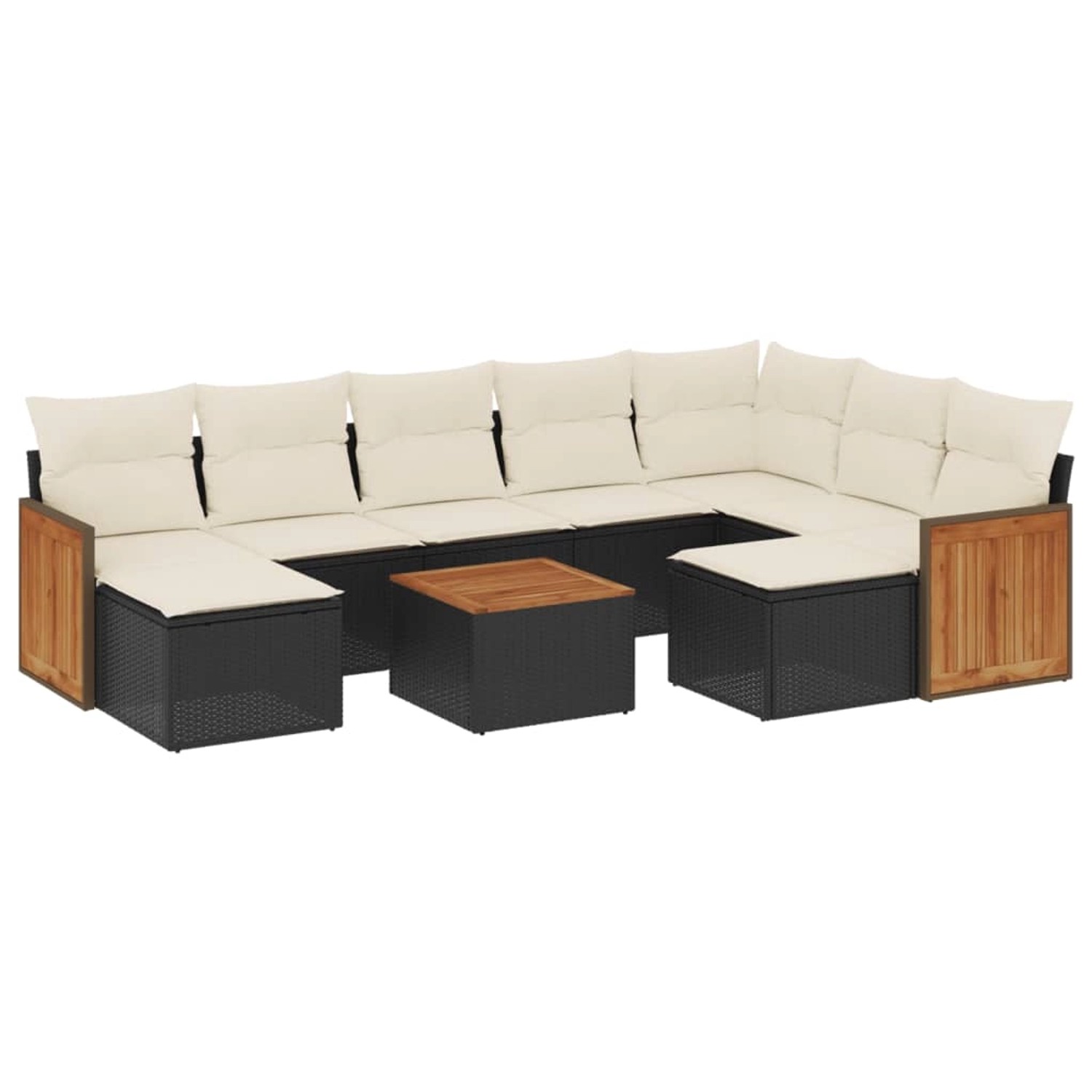 vidaXL 10-Tlg Garten-Sofagarnitur mit Kissen Schwarz Poly Rattan 3260628 günstig online kaufen