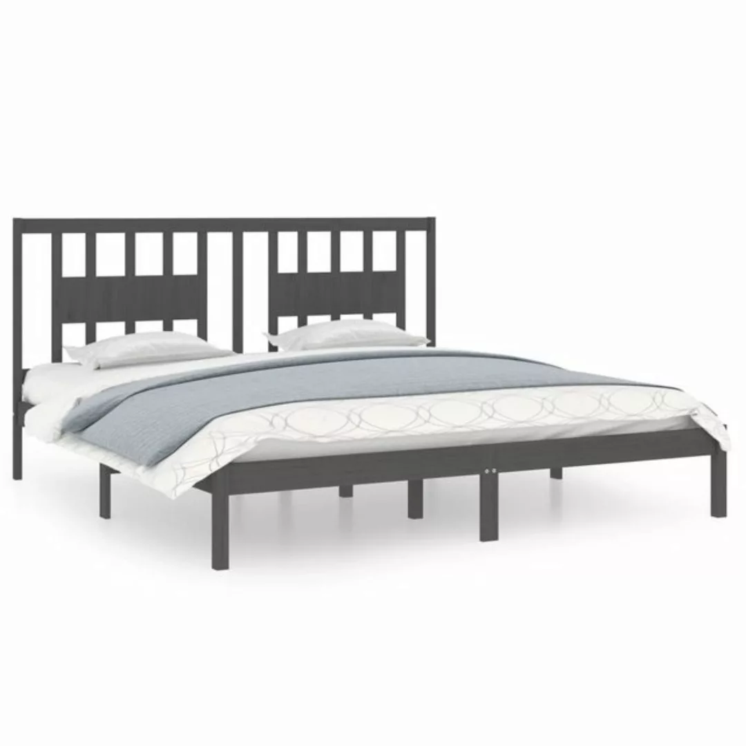 vidaXL Bettgestell Massivholzbett Grau Kiefer 200x200 cm Bett Bettgestell D günstig online kaufen