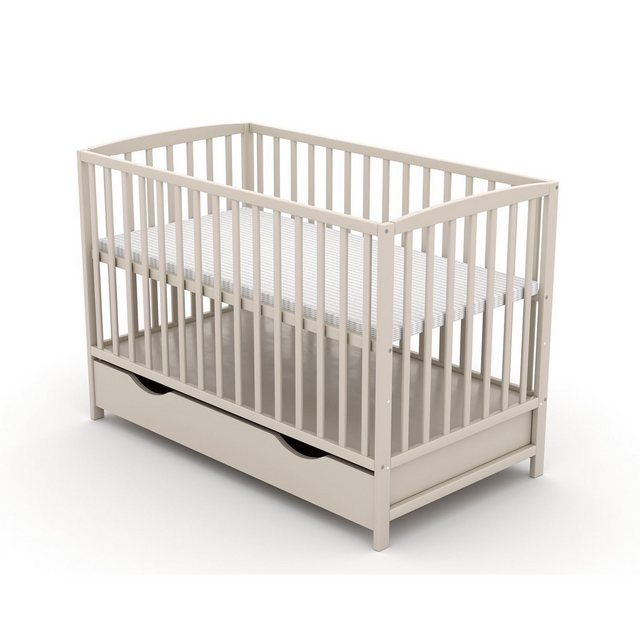 Baby-Delux Babybett MIlo Taupe Bettkasten Schutzgitter Matratze, Kinderbett günstig online kaufen