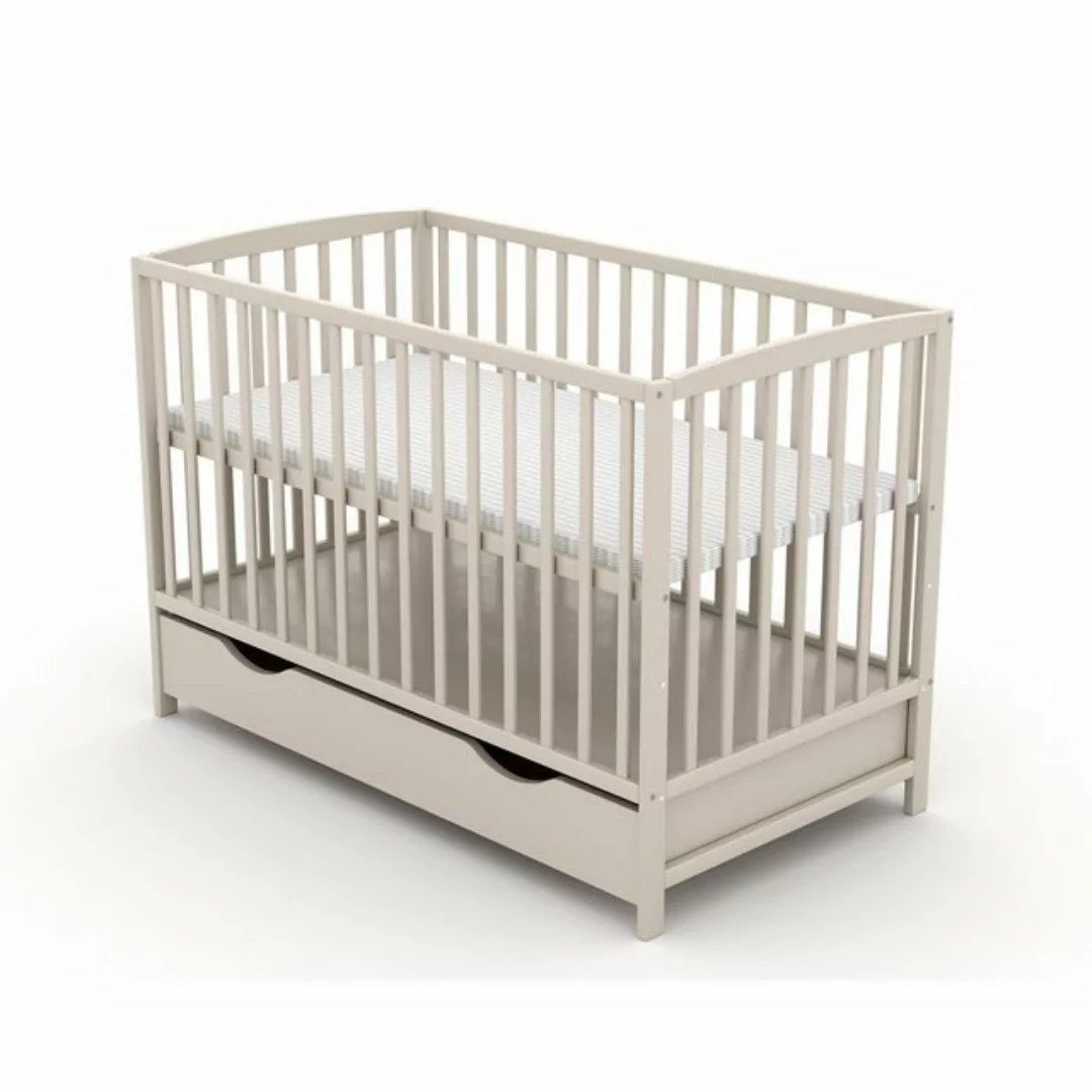 Baby-Delux Babybett MIlo Taupe Bettkasten Schutzgitter Matratze, Kinderbett günstig online kaufen