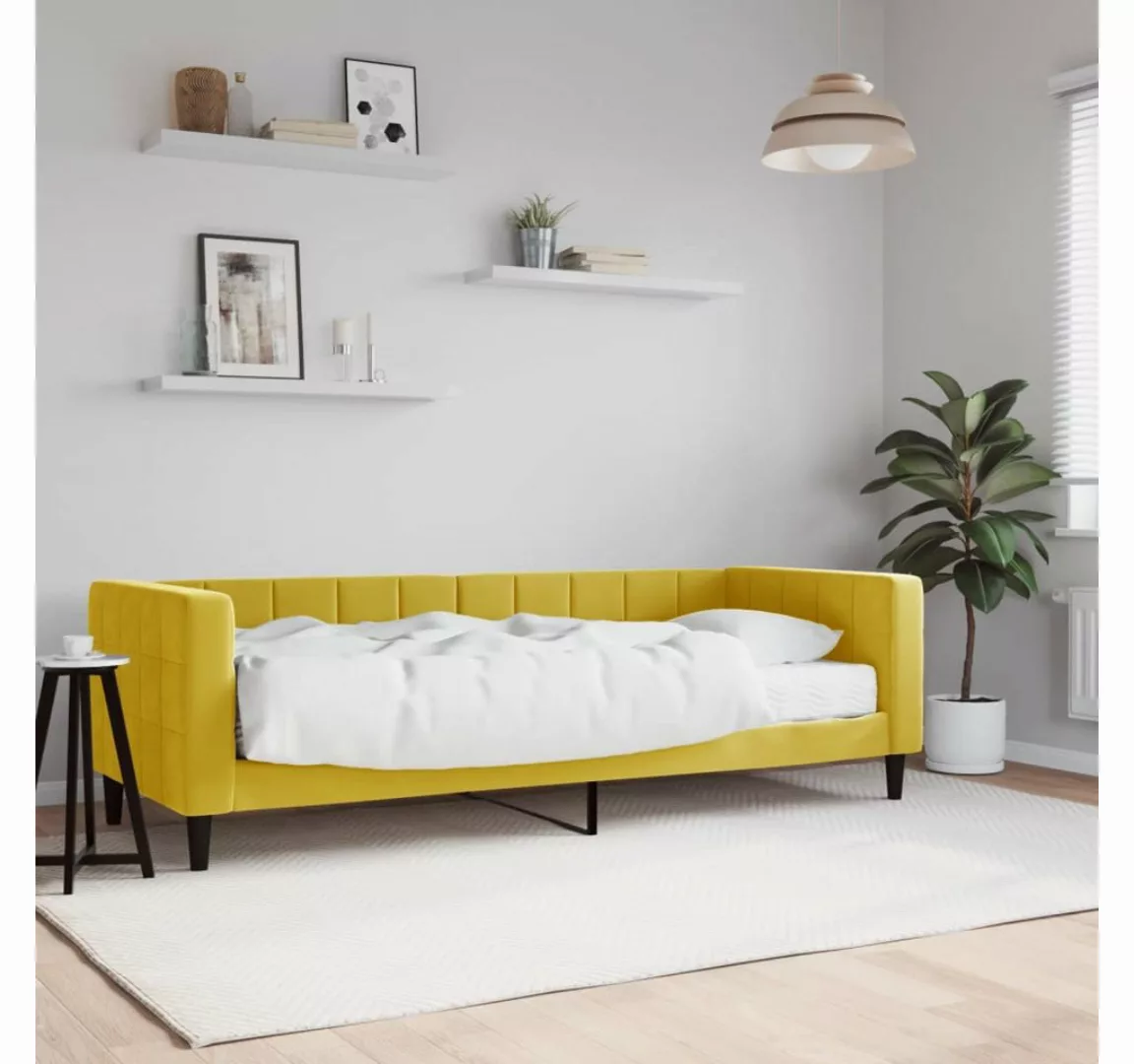 vidaXL Gästebett Gästebett Tagesbett mit Matratze Gelb 80x200 cm Samt Bett günstig online kaufen