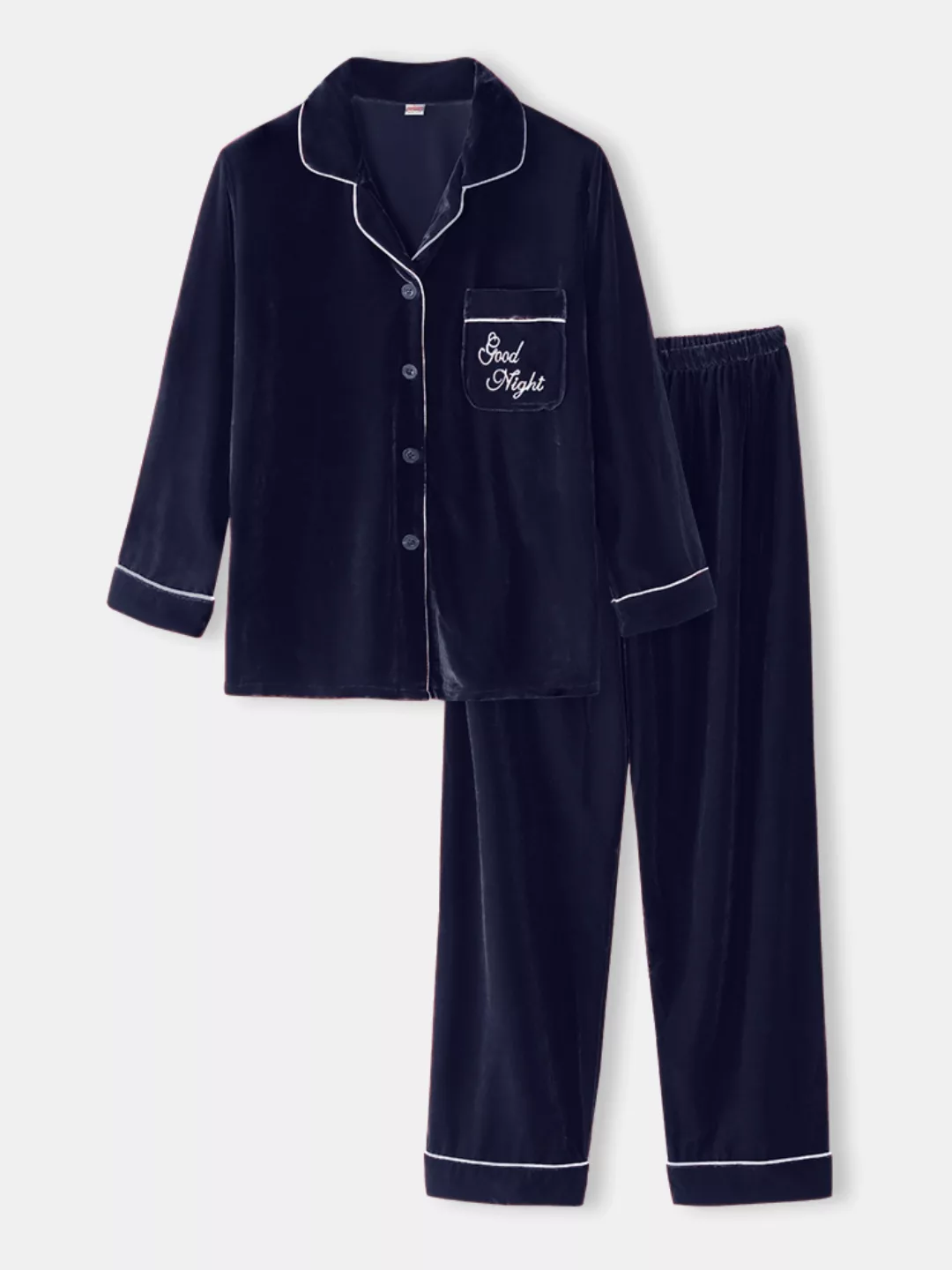 Herren Golden Velvet Langarm Loungewear Loose Home Pyjamas Sets Gestickte B günstig online kaufen