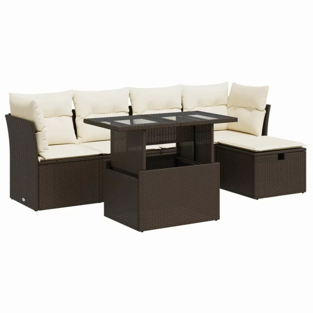 vidaXL Gartenlounge-Set 6-tlg. Garten-Sofagarnitur mit Kissen günstig online kaufen