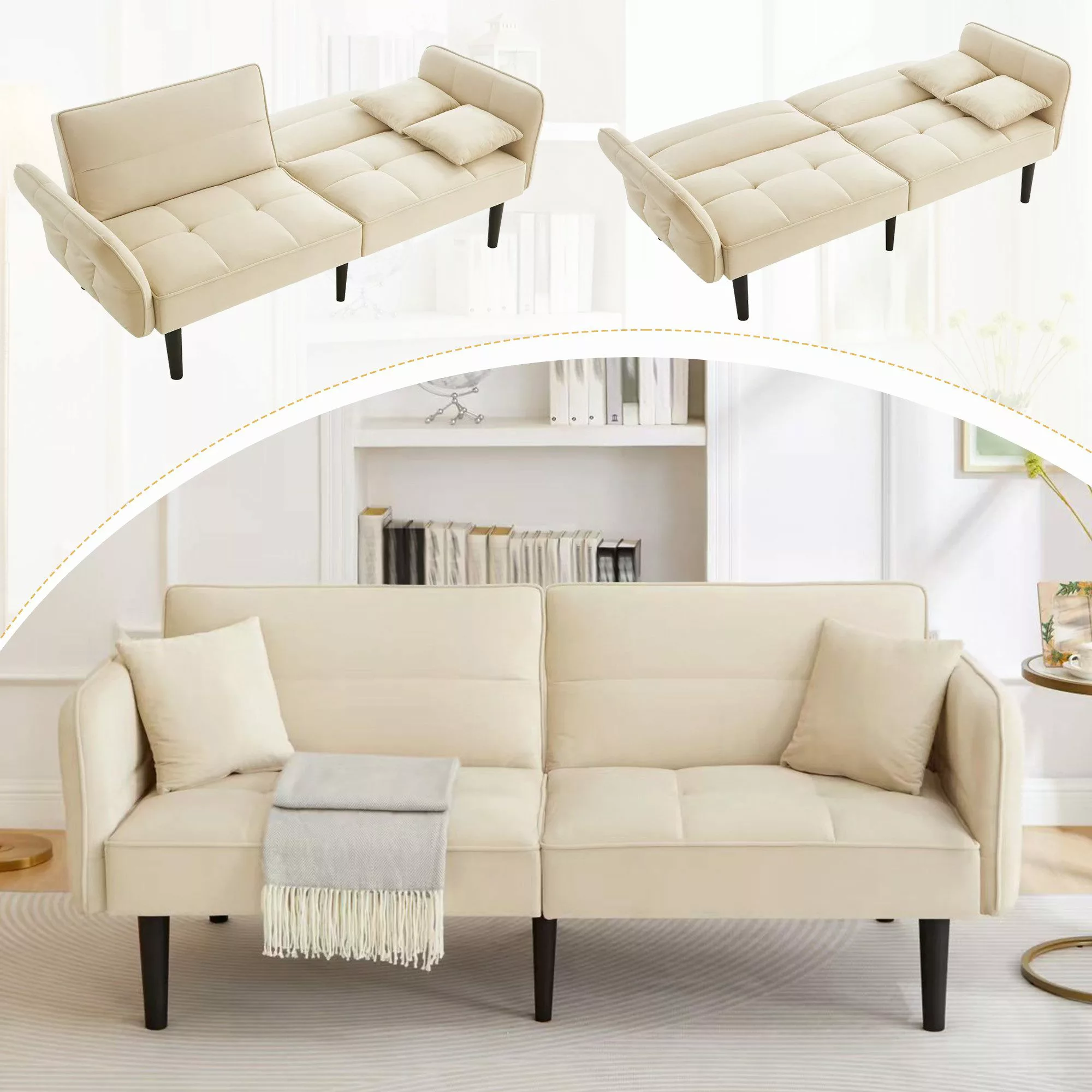 Merax Schlafsofa Samt Funktionsbett klappbares Schlafsofa günstig online kaufen