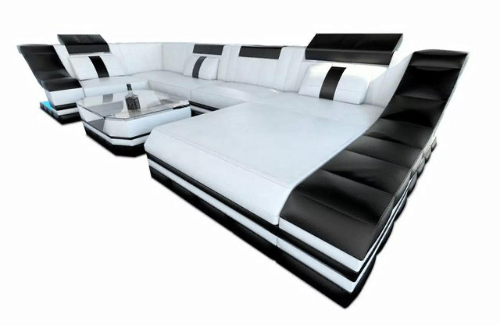 Sofa Dreams Wohnlandschaft Ledersofa Ledercouch Turino U Form Leder Sofa, C günstig online kaufen