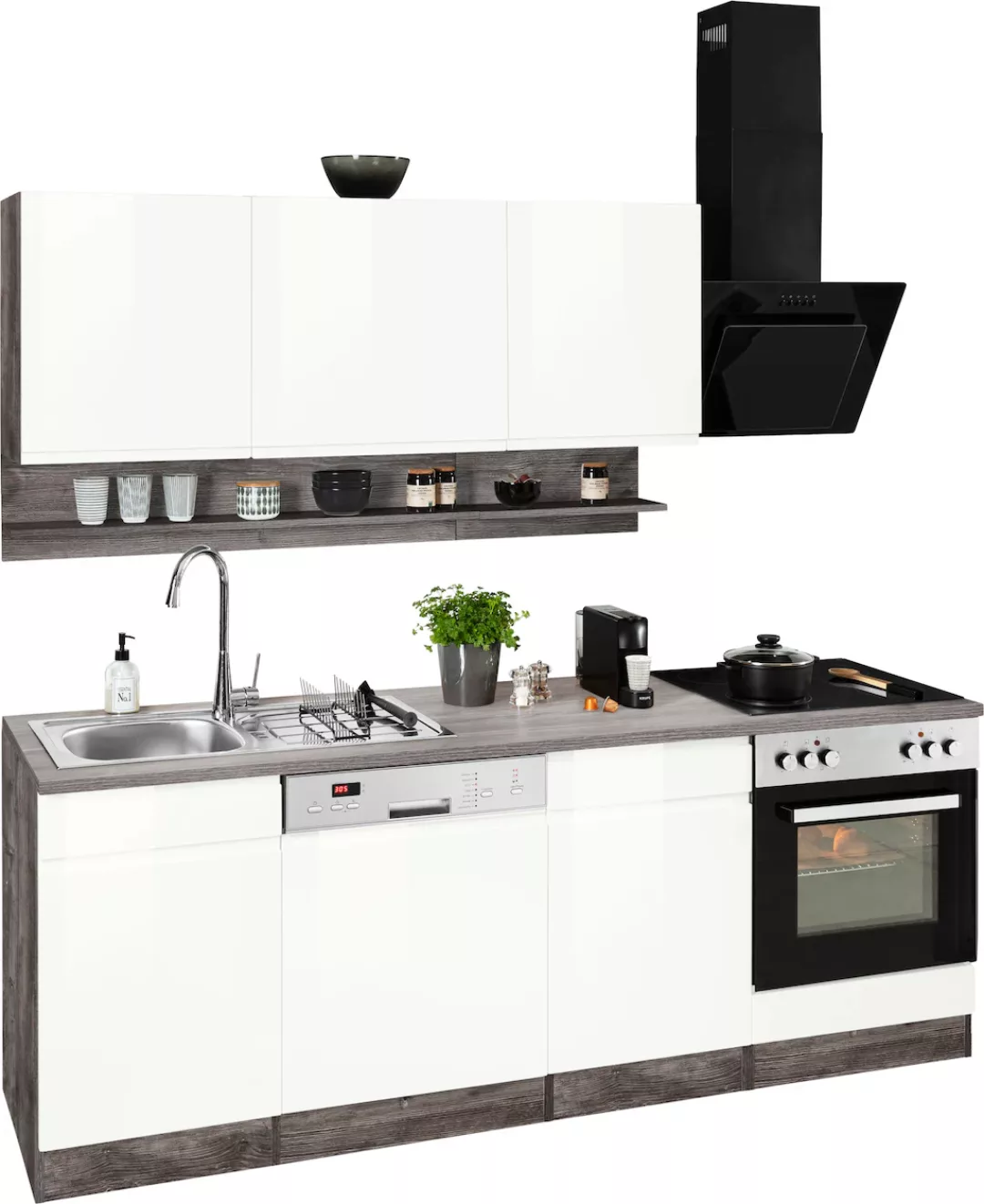 Kochstation Küche "KS-Virginia", Breite 220 cm, wahlweise mit oder ohne E-G günstig online kaufen