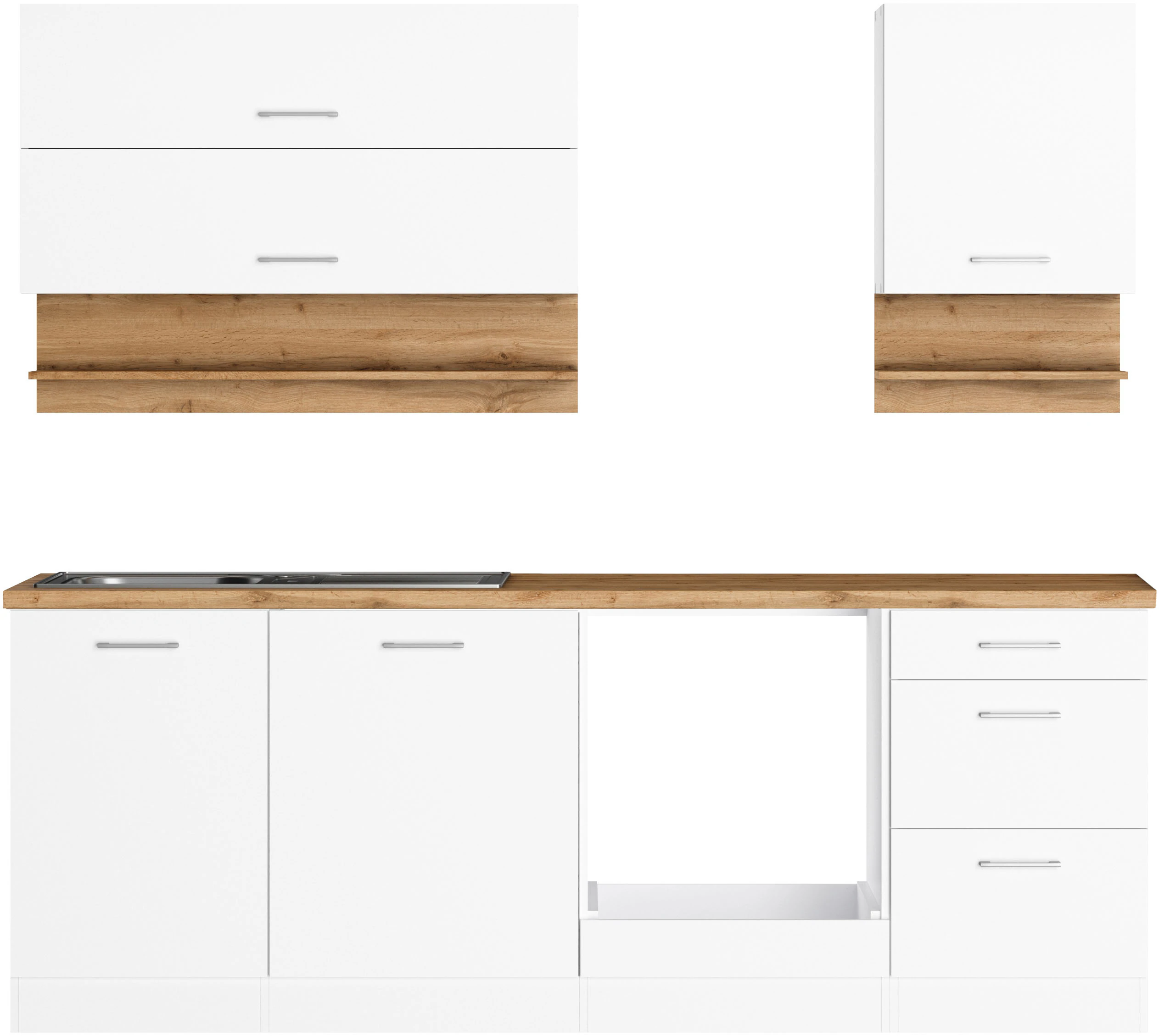 KOCHSTATION Küchenzeile »KS-Milan«, 220 cm breit, robuste Metallauszüge, vi günstig online kaufen