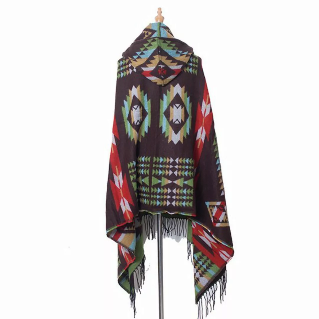 Truyuety Poncho Herbst und Winterponcho für Frauen mit Kapuze und Quasten günstig online kaufen