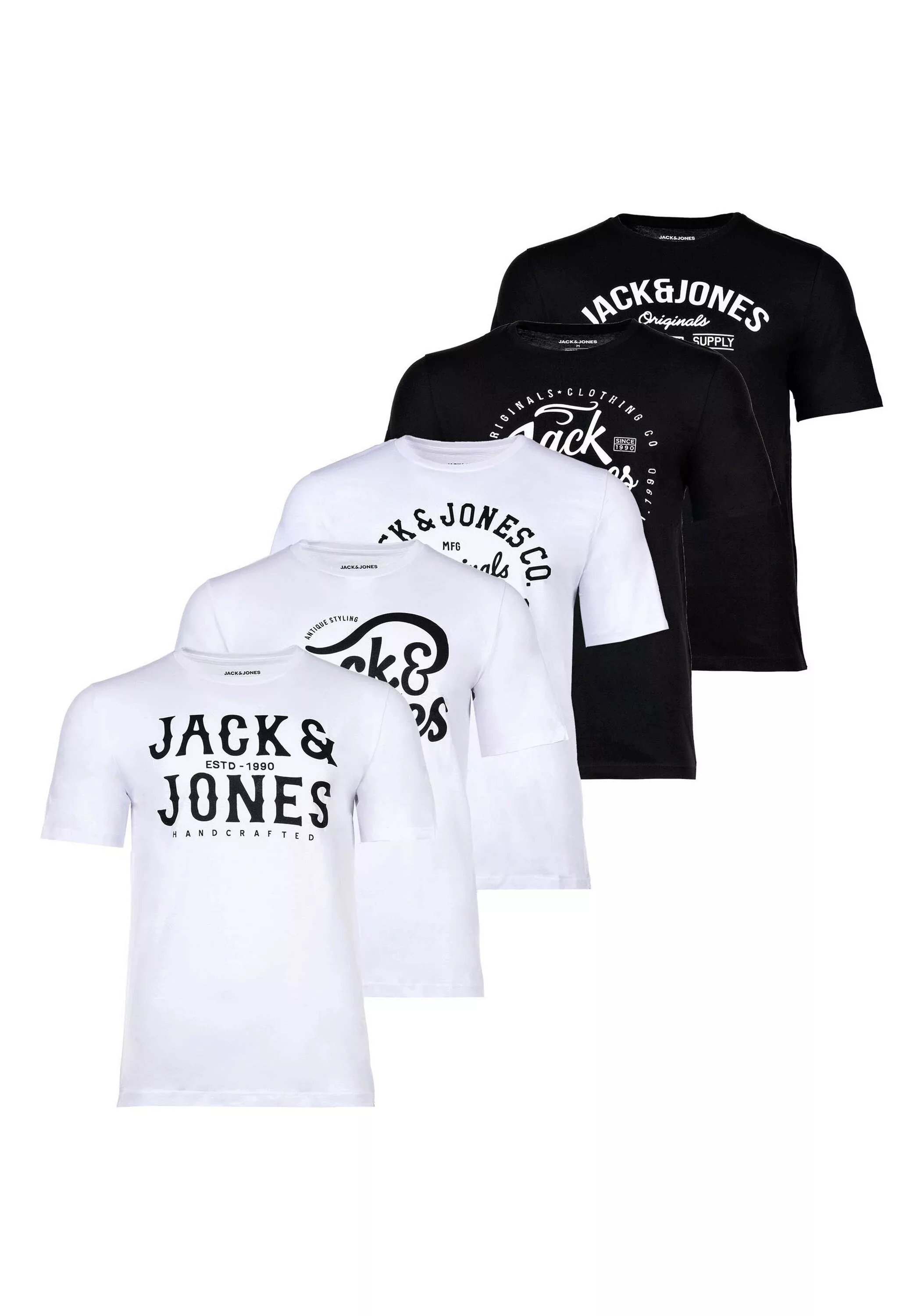 Jack & Jones T-Shirt "T-Shirt JJLEOGRA TEE CREW NECK 5PK 5er Pack" günstig online kaufen