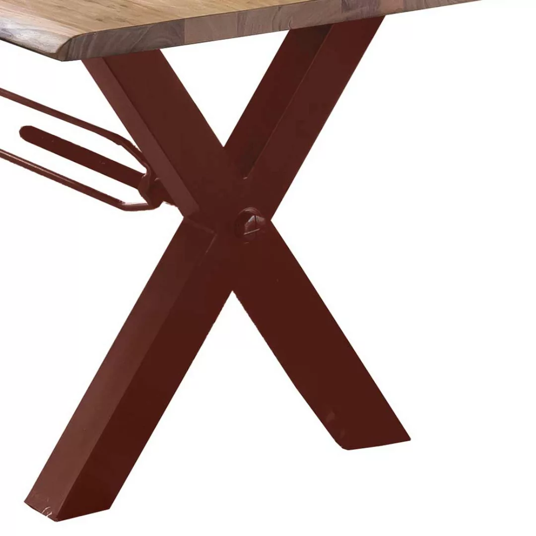 Esstisch mit Baumkante aus Akazie Massivholz Metallgestell günstig online kaufen
