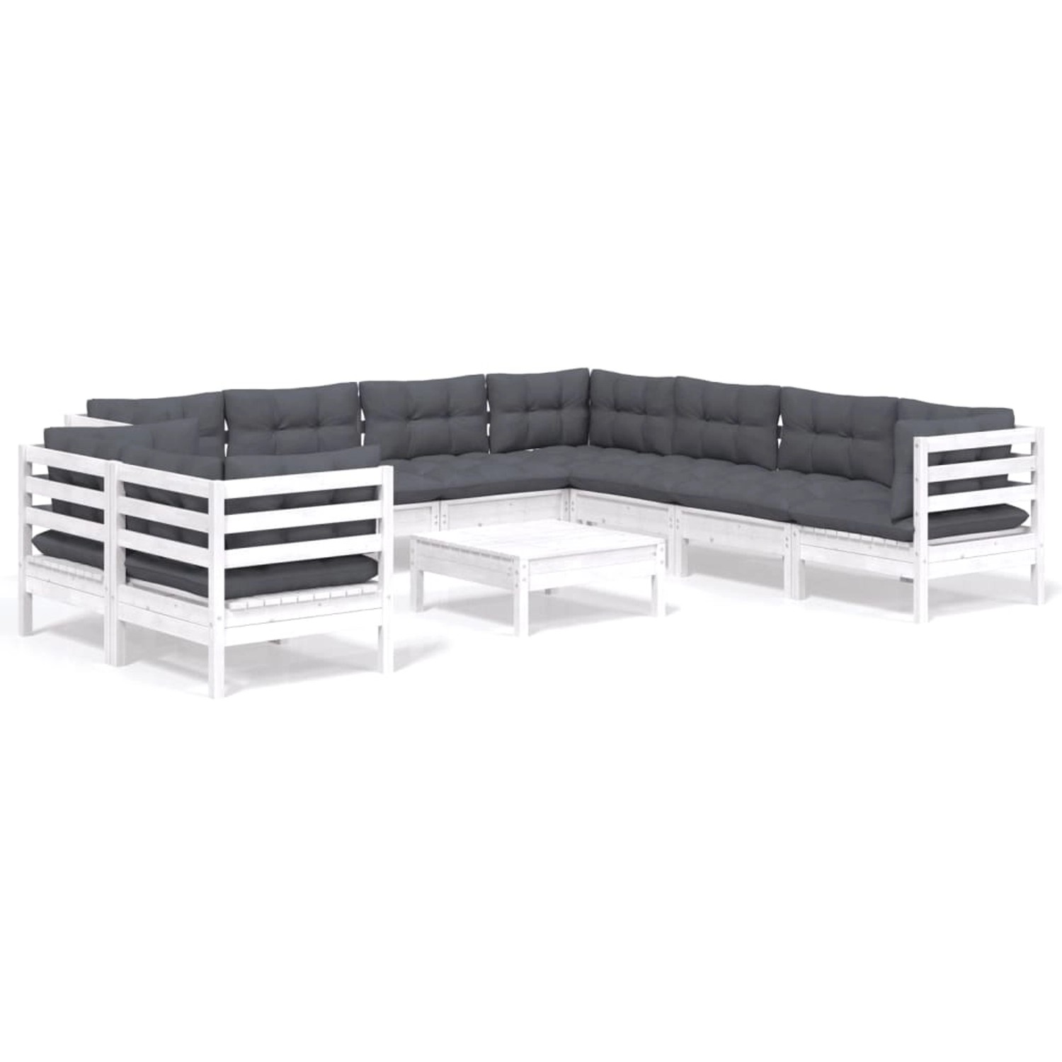 vidaXL 10-Tlg Garten-Lounge-Set mit Kissen Weiß Massivholz Kiefer 3096906 günstig online kaufen
