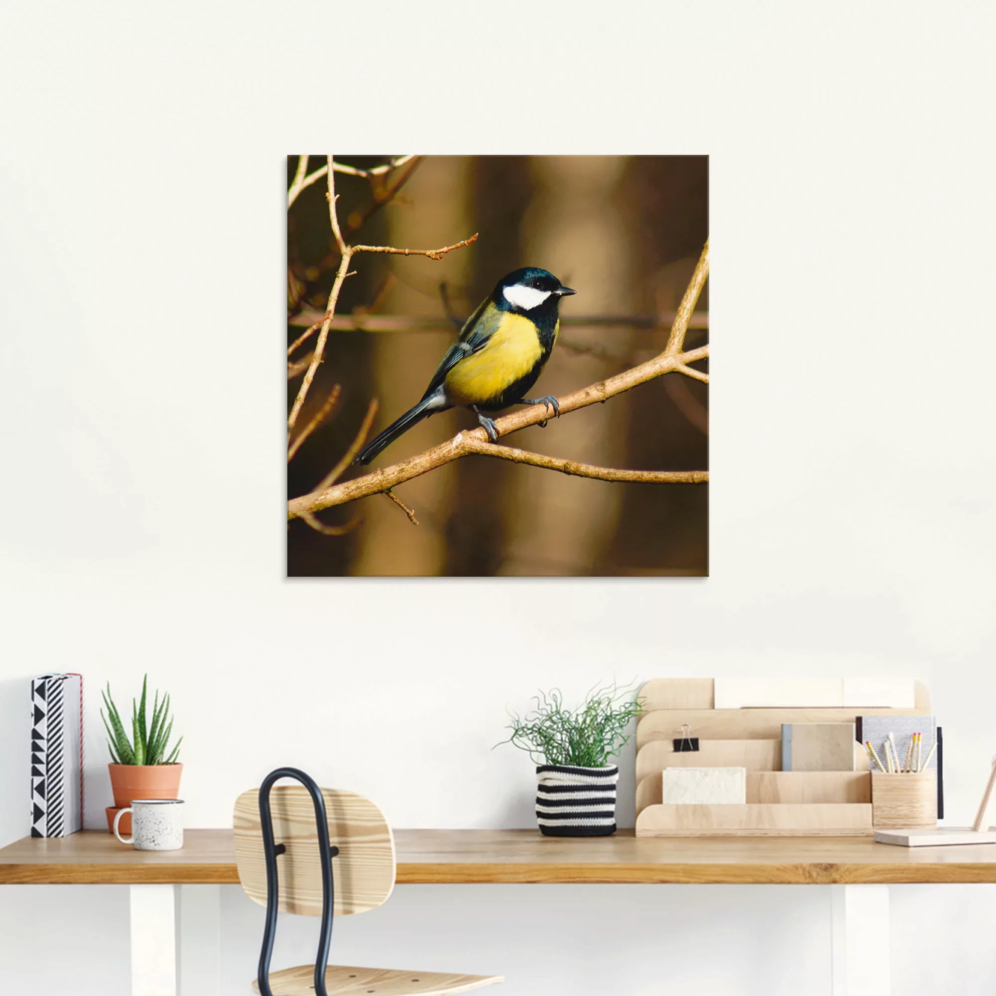 Artland Glasbild "Kohlmeise im Wald", Vögel, (1 St.) günstig online kaufen