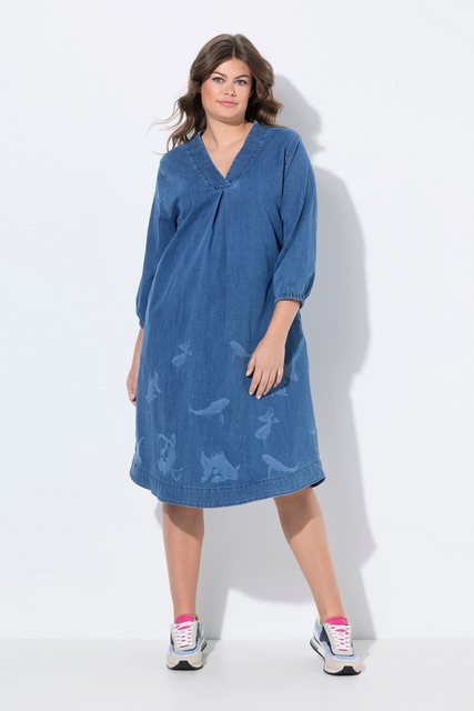 Laurasøn Jerseykleid Denim Kleid 3/4 Arm V-Ausschnitt günstig online kaufen