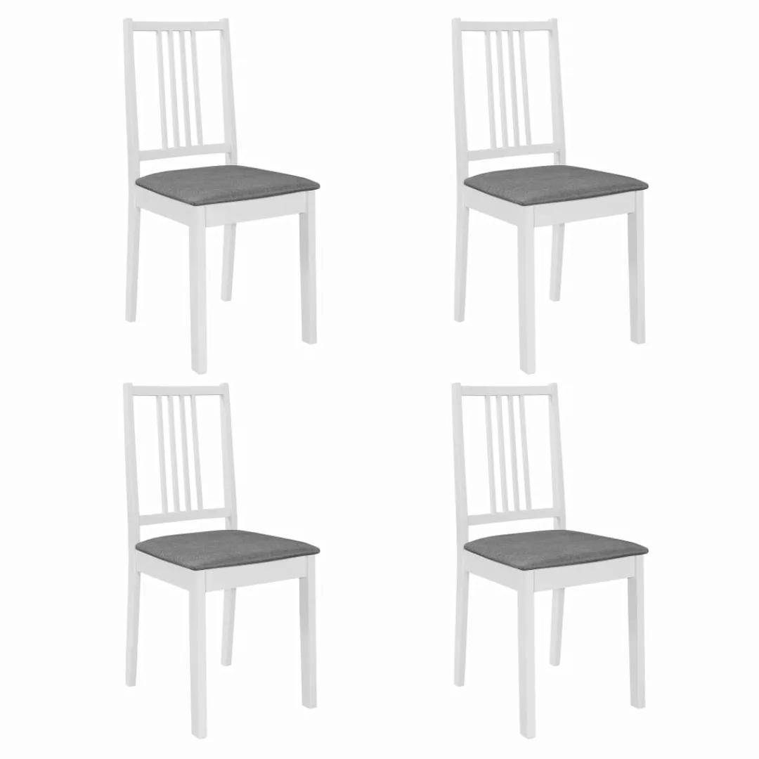 Esszimmerstühle Mit Polstern 4 Stk. Weiß Massivholz günstig online kaufen