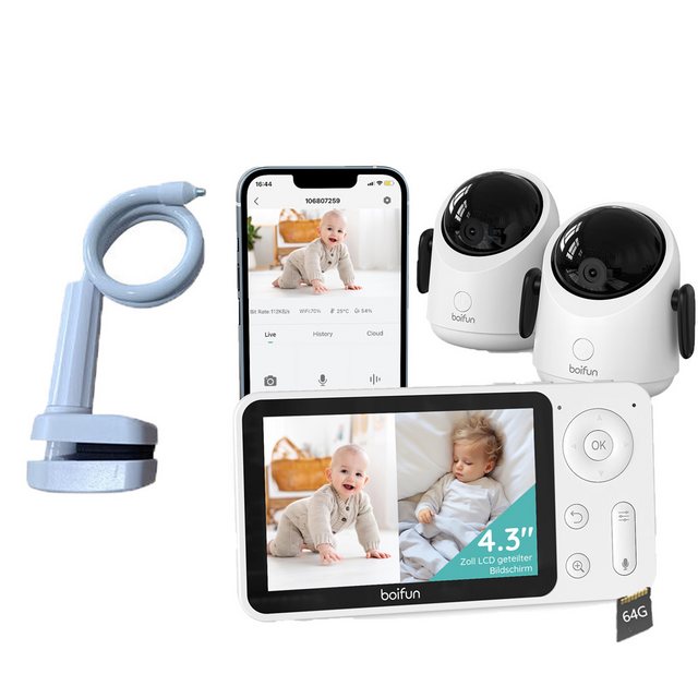 Boifun Video-Babyphone WLAN Babyphone mit Kamera 4,3” 2MP Kamera App-Steuer günstig online kaufen