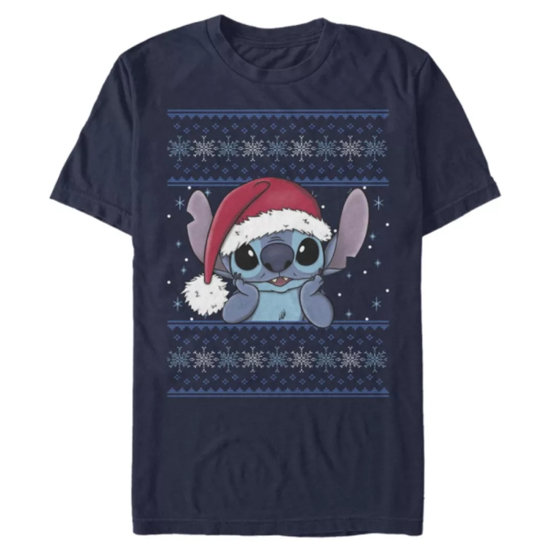 Disney - Lilo & Stitch - Stitch Holiday Wearing Santa Hat - Männer T-Shirt günstig online kaufen
