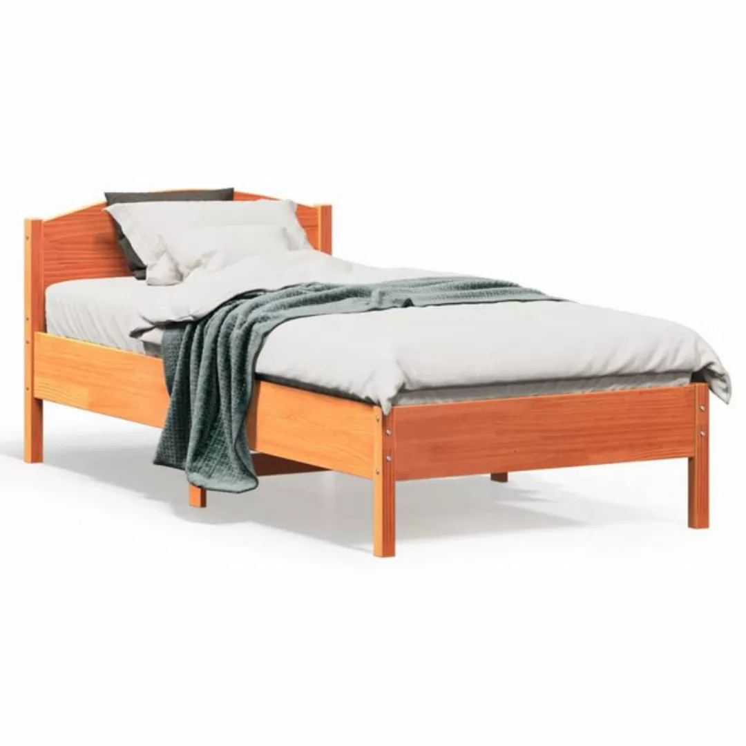 vidaXL Bett Massivholzbett ohne Matratze Wachsbraun 75x190 cm Kiefernholz günstig online kaufen