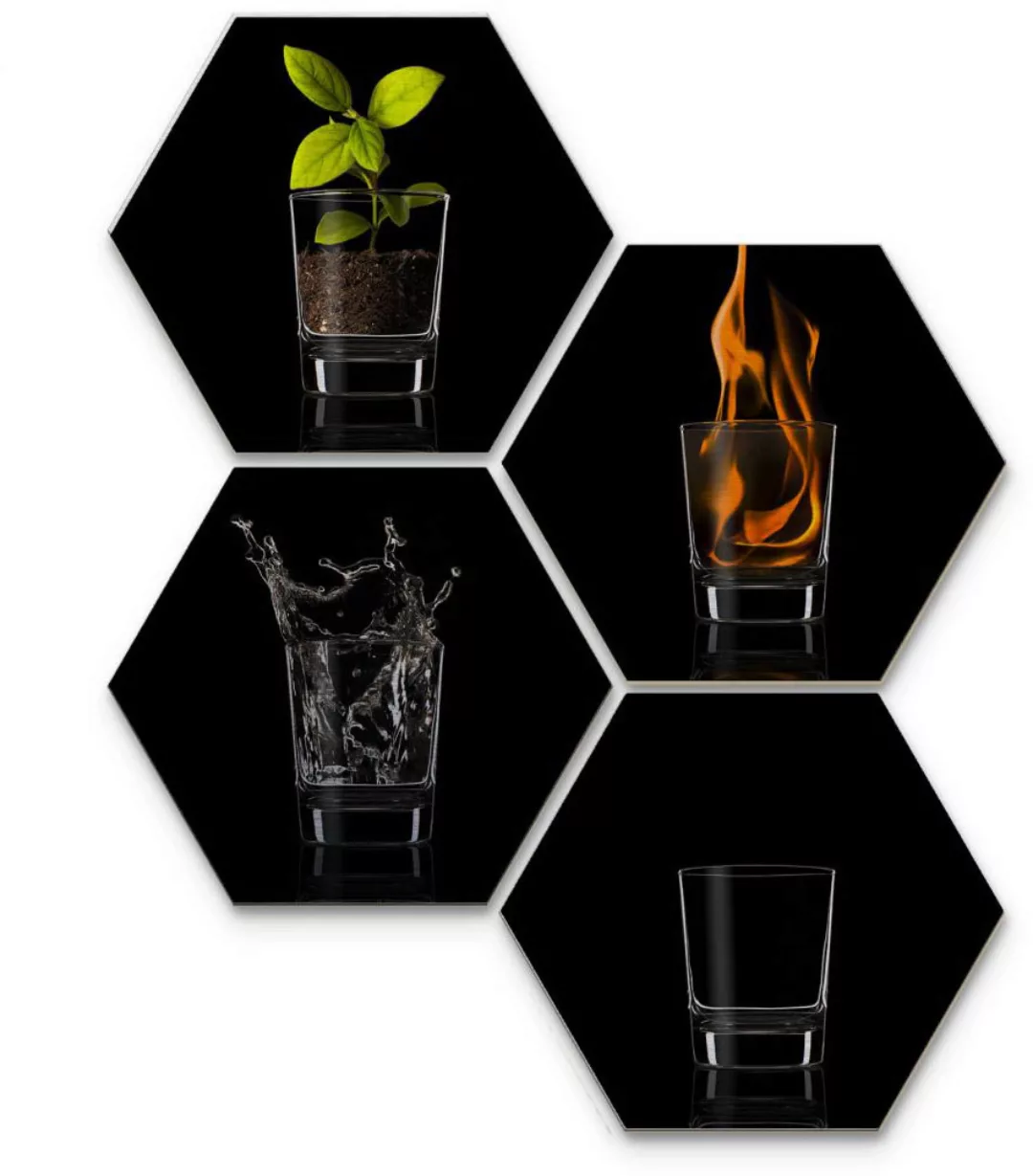 Wall-Art Mehrteilige Bilder "Silber Effekt The Four Elements", (Set, 4 St.) günstig online kaufen