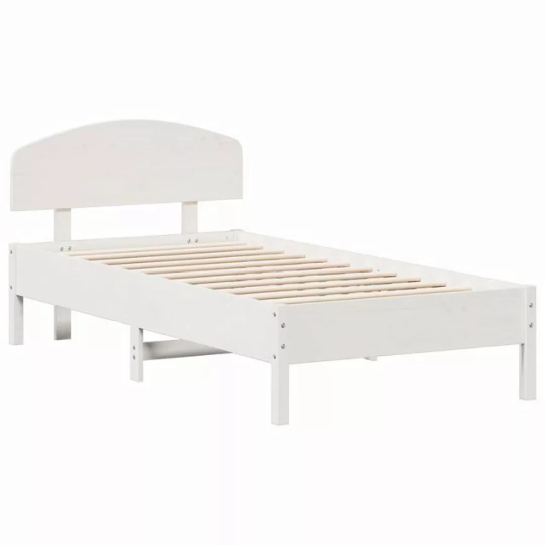 vidaXL Bett Massivholzbett mit Kopfteil Weiß 75x190 cm Kiefer günstig online kaufen