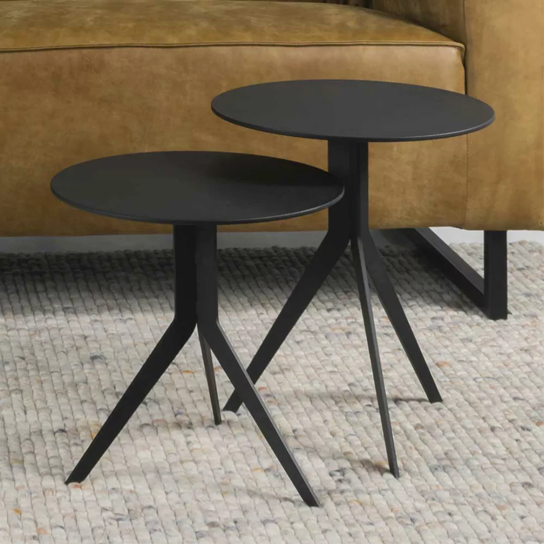 Runde Wohnzimmer Tische im Industrie und Loft Stil Metallplatte (zweiteilig günstig online kaufen