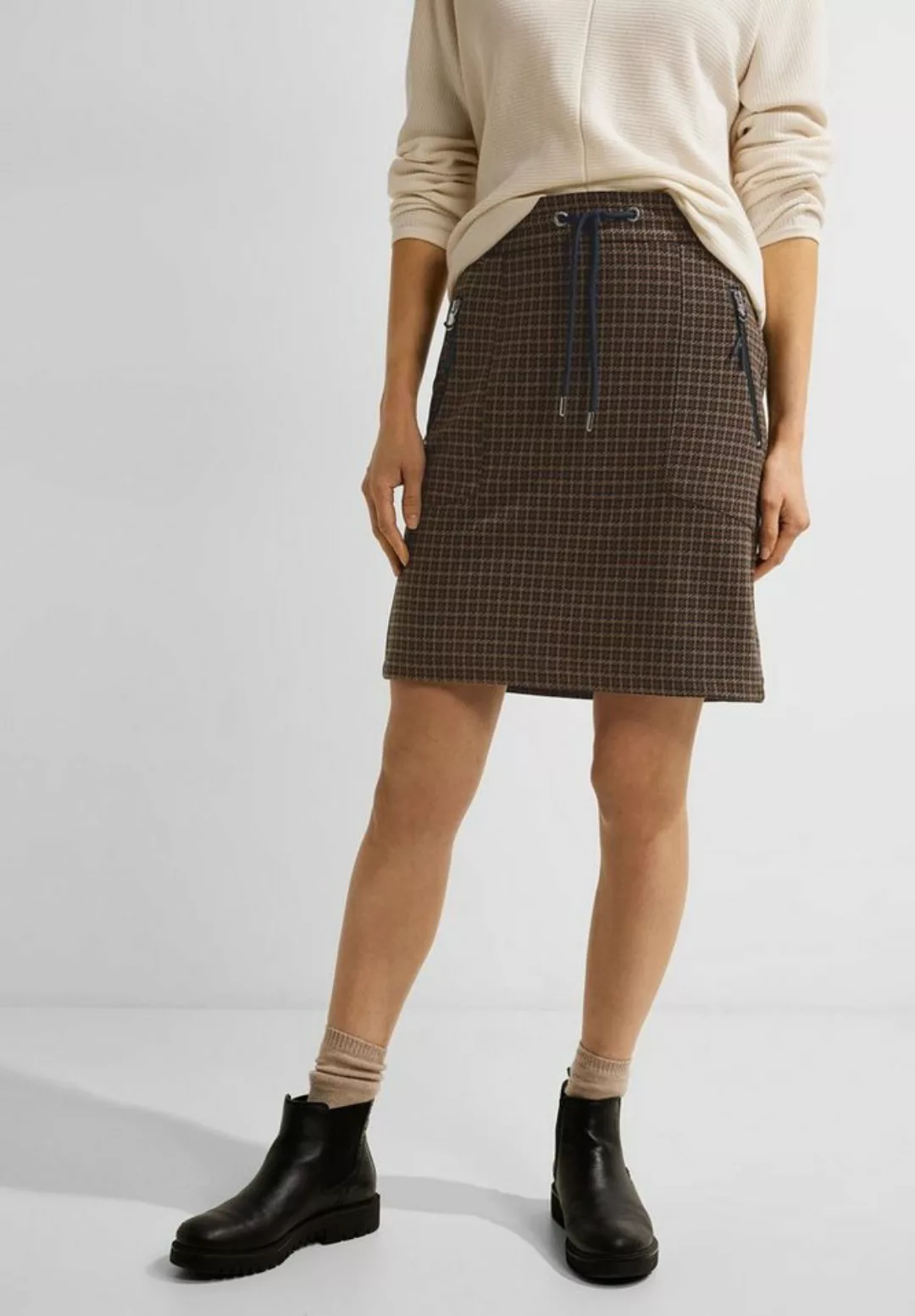 Cecil Karorock Jogskirt Houndstooth Y/D Softer Materialmix günstig online kaufen