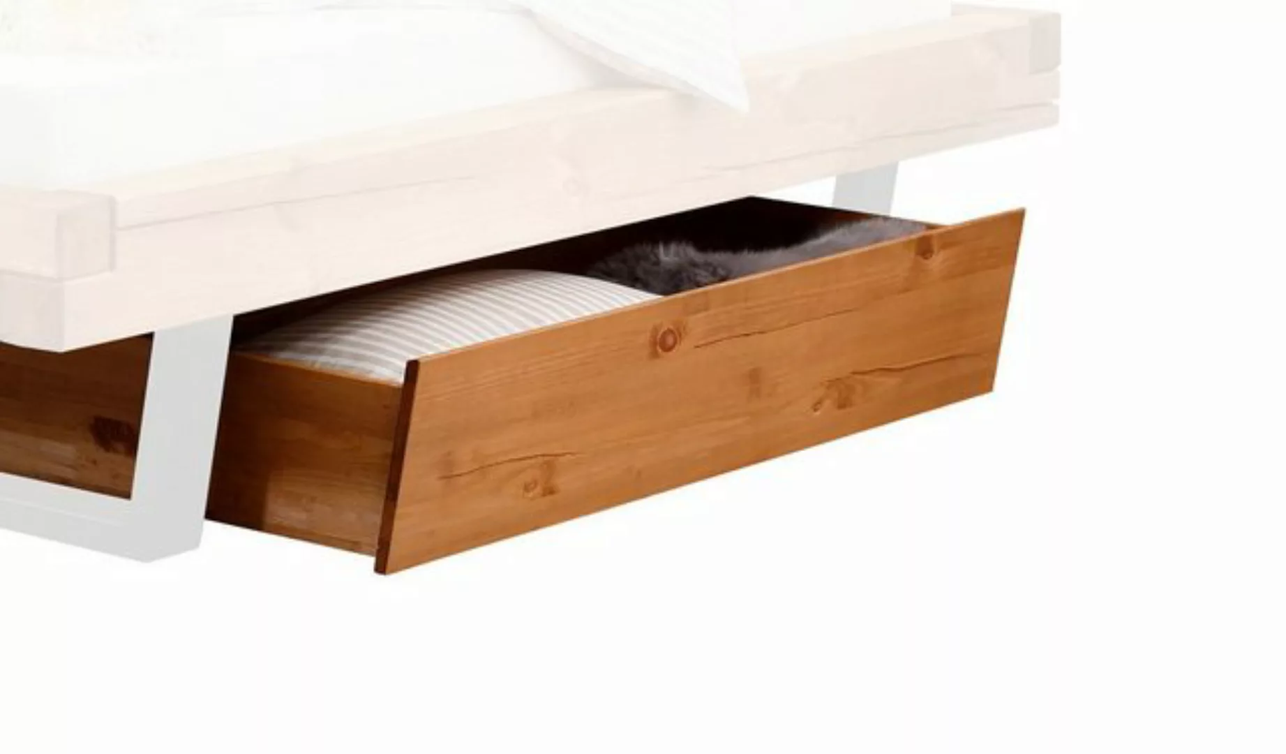 Main Möbel Massivholzbett Balkenbett mit Bettkästen 'Nicole' 200x200cm Kief günstig online kaufen