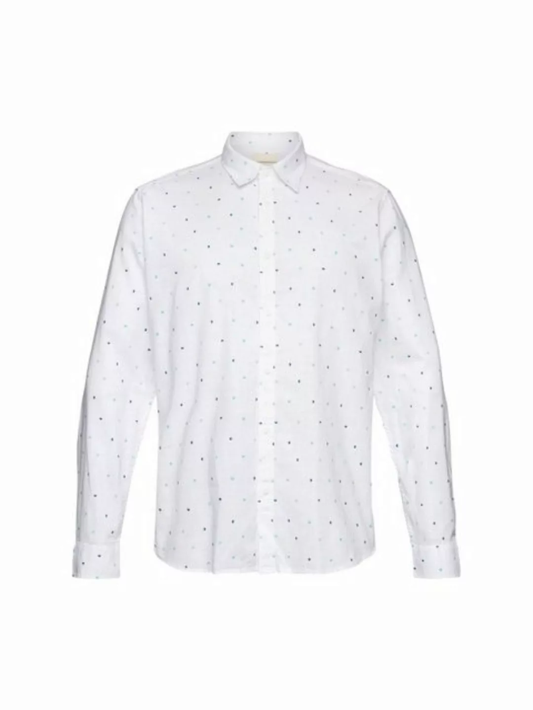 edc by Esprit Langarmhemd Hemd aus Slub Baumwolle mit Lunar-Dot-Muster günstig online kaufen