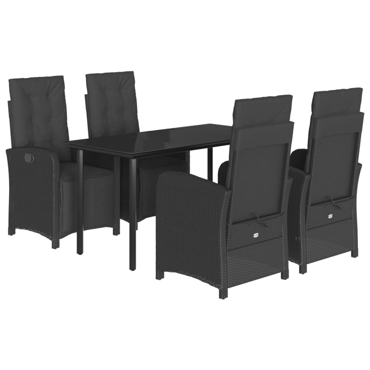 vidaXL 5-Tlg Garten-Essgruppe mit Kissen Schwarz Poly Rattan 3212537 günstig online kaufen
