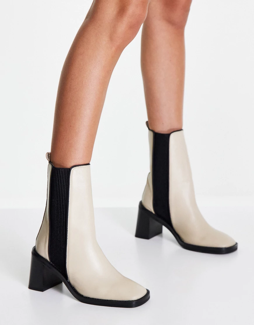 ASOS DESIGN – Ratings – Chelsea-Boots aus Leder in gebrochenem Weiß günstig online kaufen