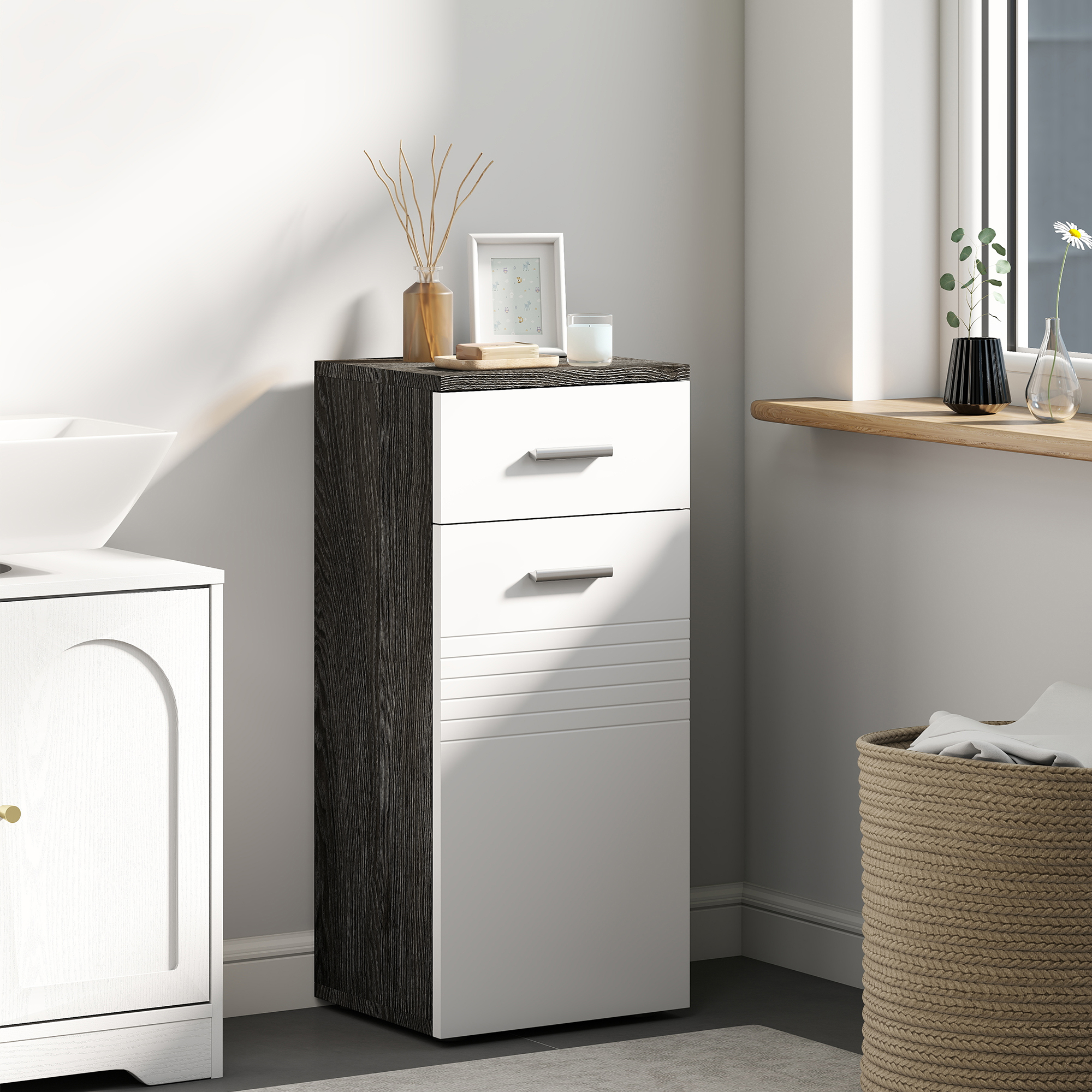 kleankin Badezimmerschrank mit Schublade und einer Tür, platzsparender Holz günstig online kaufen