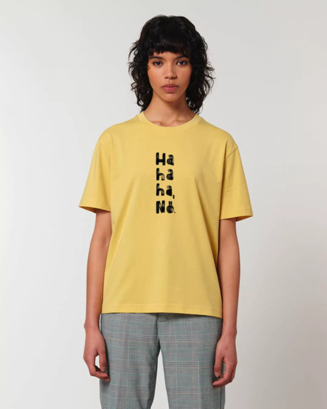 Relaxed Fit Unisex T-shirt Ha Ha Ha, Nö. Aus Biobaumwolle Jojoba Yellow Hal günstig online kaufen