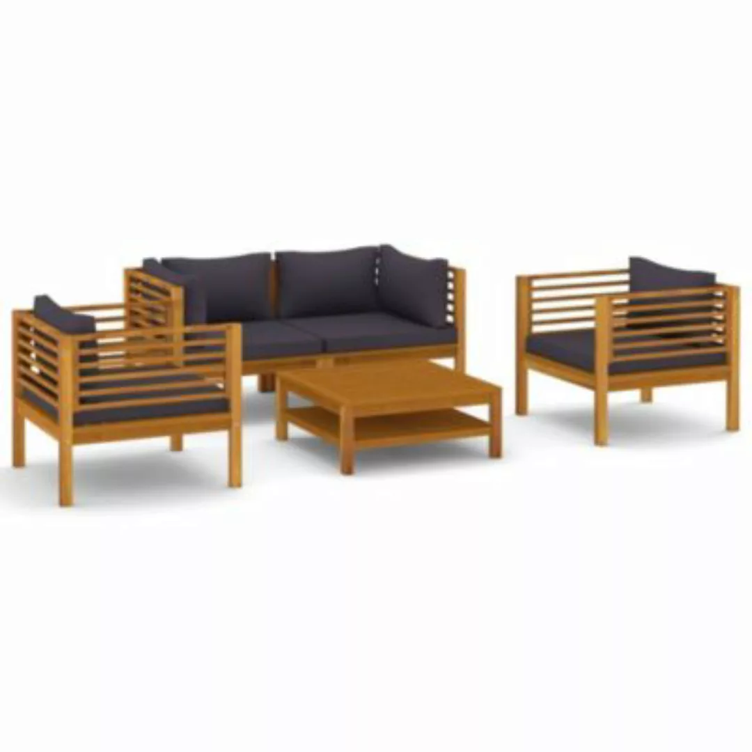 5-tlg. Garten-lounge-set Mit Auflage Massivholz Akazie günstig online kaufen