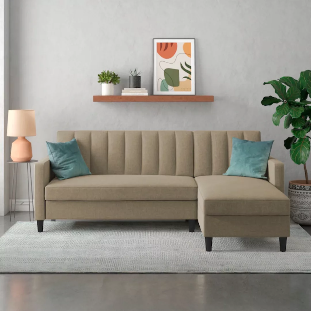 Dorel Home Ecksofa mit Schlafffunktion, Recamiere mit Stauraum beidseitig m günstig online kaufen