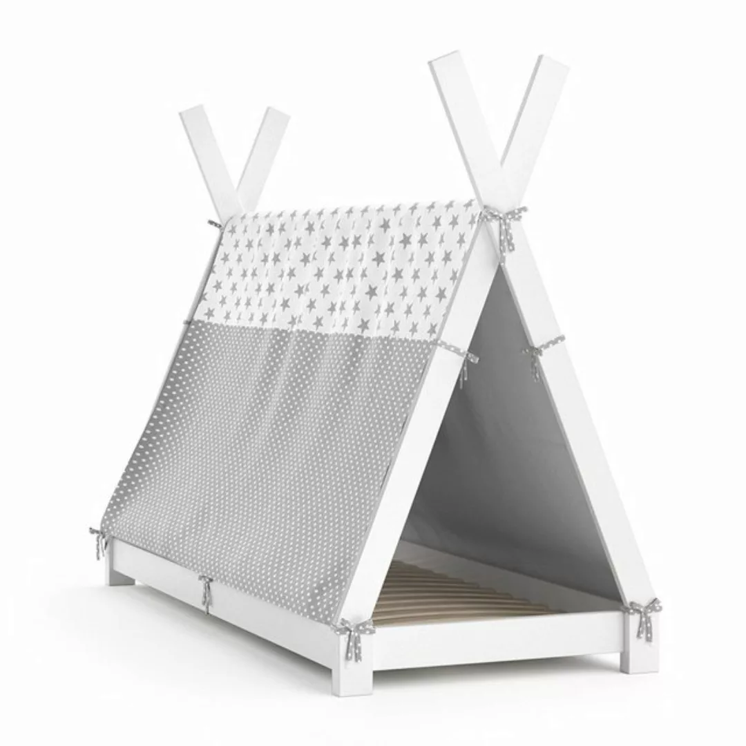 VitaliSpa® Kinderbett Tipi, Weiß, 80x160 cm mit Überwurf günstig online kaufen