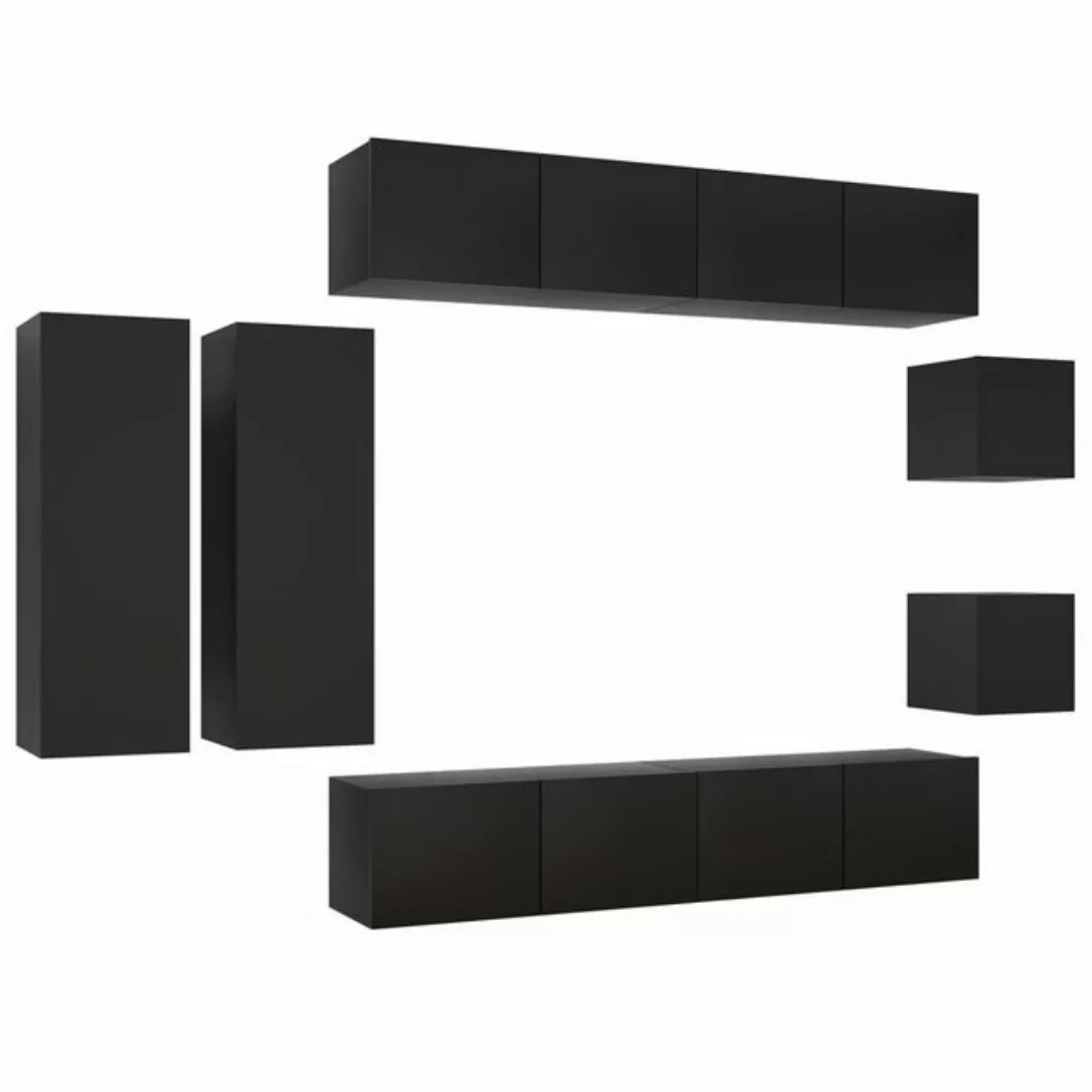 furnicato TV-Schrank 8-tlg. TV-Schrank-Set Schwarz Holzwerkstoff (8-St) günstig online kaufen