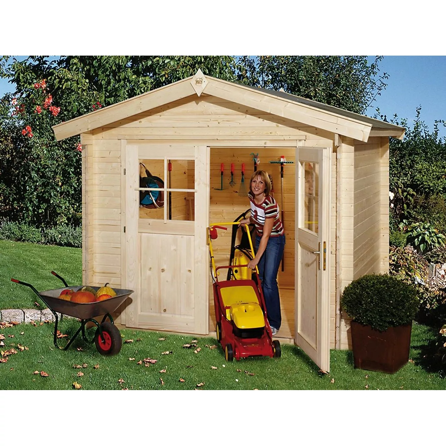 Weka Holz-Gartenhaus/Gerätehaus Bregenz Satteldach Unbehandelt 250 cm x 230 günstig online kaufen