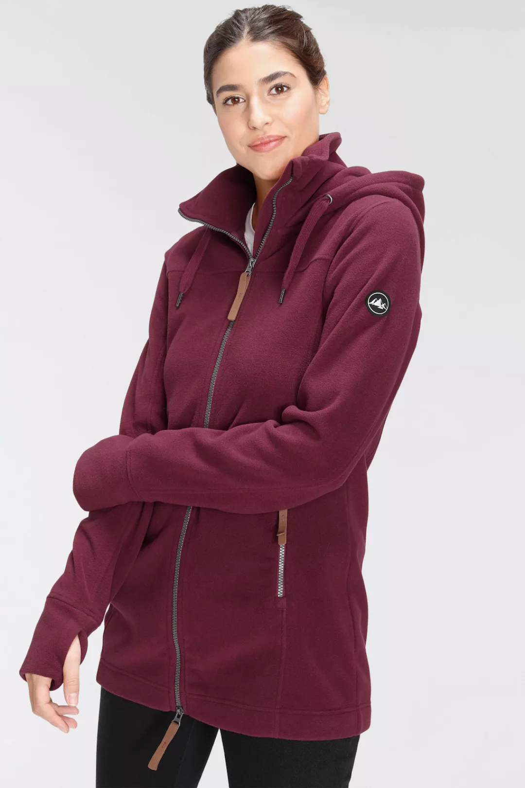 Polarino Fleecejacke, mit Kapuze, aus Fleece, atmungsaktiv, schnell trockne günstig online kaufen