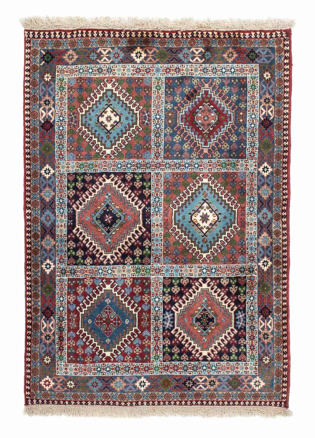 morgenland Wollteppich »Yalameh Felder Blu 144 x 100 cm«, rechteckig, Handg günstig online kaufen