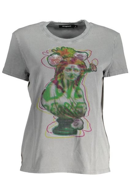 Desigual T-Shirt Stylisches graues Damen-Kurzarm-T-Shirt mit Print günstig online kaufen