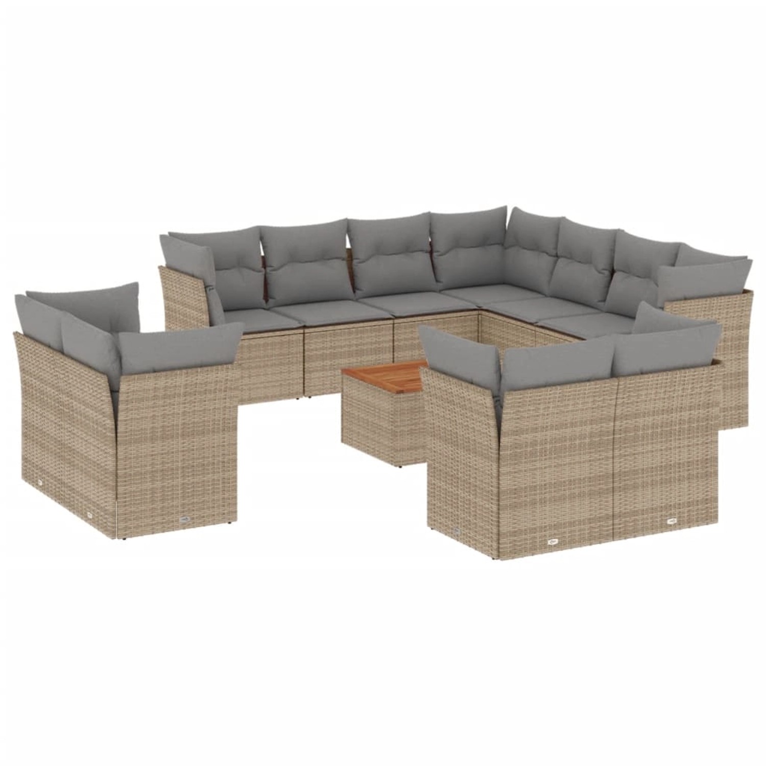vidaXL 12-Tlg Garten-Sofagarnitur mit Kissen Beige Poly Rattan 3223945 günstig online kaufen